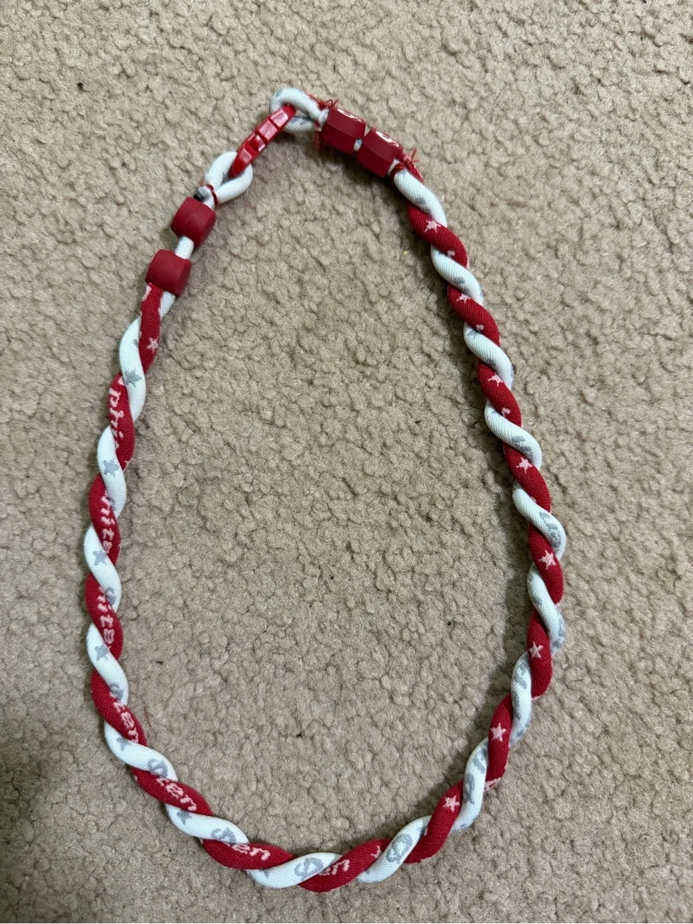 Phiten Philadelphia Phillies MLB Tornado Titanium Necklace Red White 22”